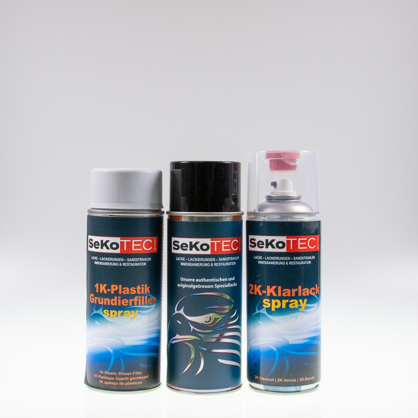 Simson-Farben Spraydose mit Plastik-Füller und 2K-Klarlack