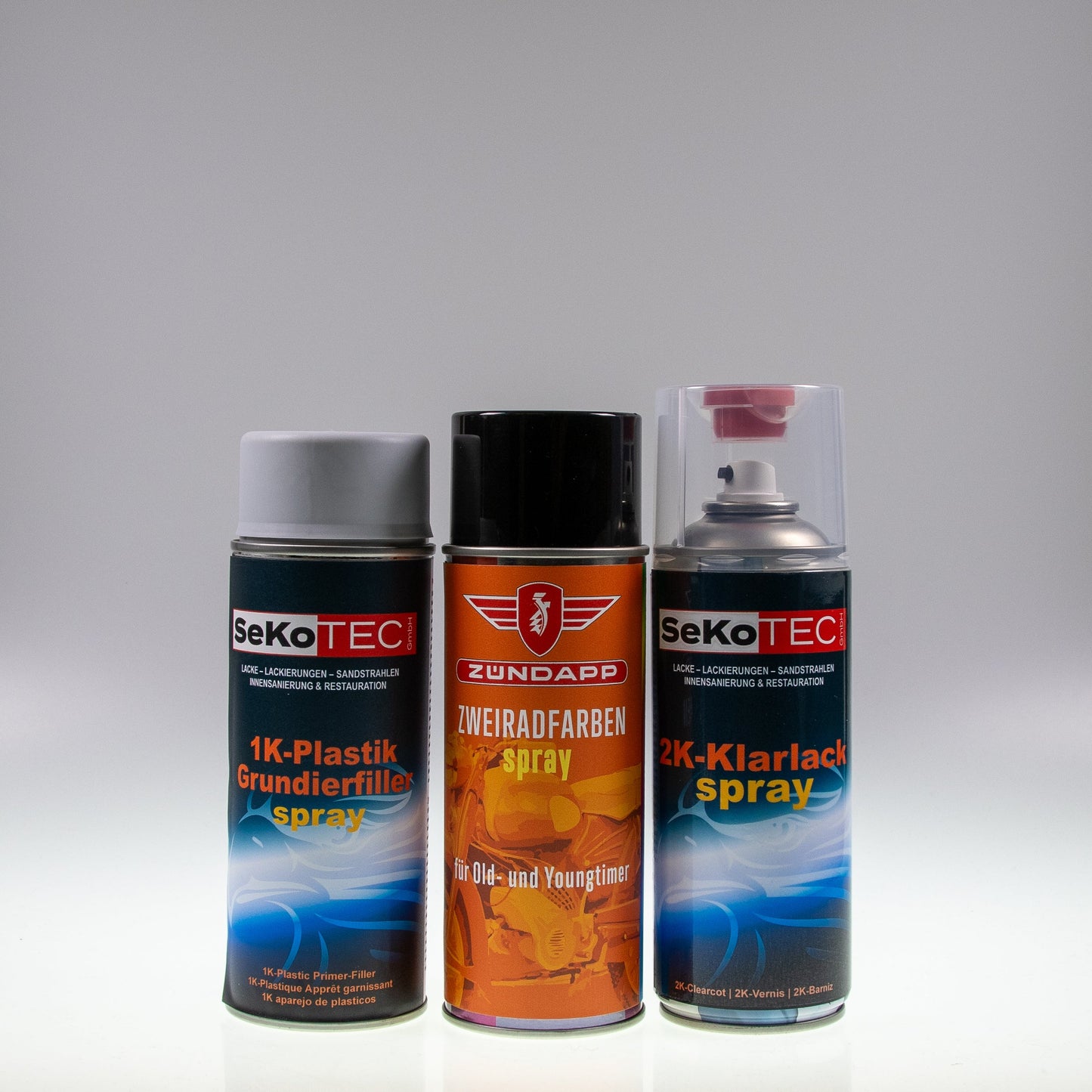 Zündapp-Farben Spraydose mit Plastikfüller und Klarlack