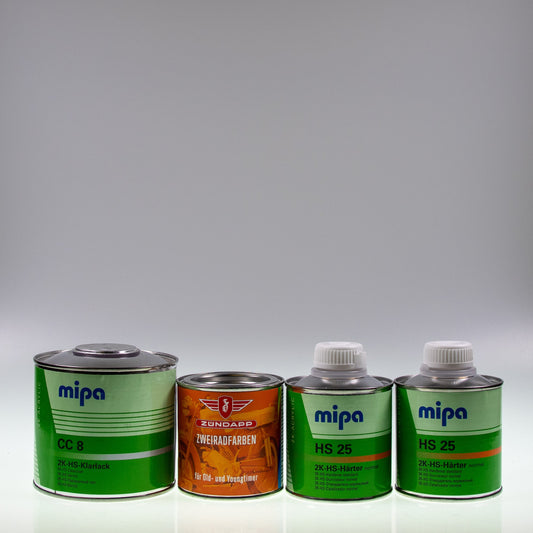 Zündapp-Farben Lackdose (250 ml) mit Klarlack und 2x Härter